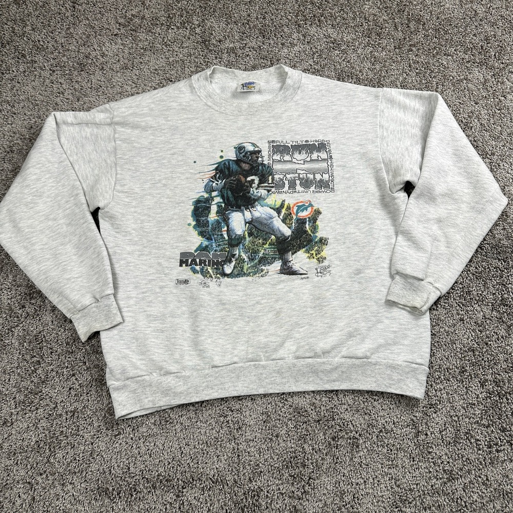 VTG 1990 Miami Dolphins Dan Marino Sweatshirt Mens L NFL Football Graphic
